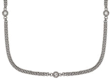 ESTATE .14CT DIAMOND 14KT WHITE GOLD 3D BY THE YARD DOUBLE CHAIN FUN NECKLACE