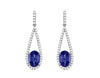 2.0CT DIAMOND & AAA TANZANITE 14KT WHITE GOLD OVAL & ROUND FUN HANGING EARRINGS