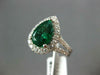 LARGE 3.96CT DIAMOND & AAA EMERALD 18KT WHITE GOLD 3D PEAR SHAPE ENGAGEMENT RING