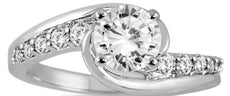 1.25CT DIAMOND 14K WHITE GOLD 3D CLASSIC ROUND DOUBLE SWIRL LOVE ENGAGEMENT RING