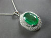 LARGE 4.22CT DIAMOND & AAA EMERALD 18K WHITE GOLD OVAL & ROUND LOVE KNOT PENDANT