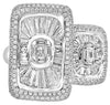 ESTATE EXTRA LARGE 3.47CT DIAMOND 18K WHITE GOLD ROUND & BAGUETTE BALLERINA RING