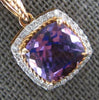 2.15CT DIAMOND & AAA AMETHYST 14KT ROSE GOLD 3D CUSHION & ROUND FILIGREE PENDANT