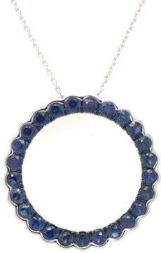 1.92CT AAA SAPPHIRE 18KT WHITE GOLD SEMI BEZEL CIRCLE OF LIFE FLOATING PENDANT