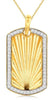 ESTATE .20CT DIAMOND 14K YELLOW GOLD ROUND SUNBURST DOG TAG FUN FLOATING PENDANT