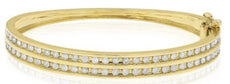 2.07CT DIAMOND 14KT YELLOW GOLD 3D 2 ROW CHANNEL SEMI ETERNITY BANGLE BRACELET