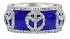 1.40CT DIAMOND & BLUE ENAMEL 18K WHITE GOLD PEACE SIGN ETERNITY ANNIVERSARY RING