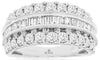 WIDE 1.75CT DIAMOND 14KT WHITE GOLD ROUND & BAGUETTE FILIGREE ANNIVERSARY RING