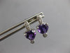 1.29CT DIAMOND & AAA AMETHYST 14KT WHITE GOLD HEART SHAPE LOVE HANGING EARRINGS