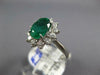 ESTATE LARGE 2.14CT DIAMOND & AAA EMERALD PLATINUM OVAL & ROUND ENGAGEMENT RING