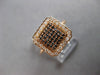 .44CT WHITE & BLACK DIAMOND 14KT ROSE GOLD CLUSTER SQUARE HALO OCTAGON FUN RING