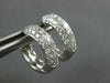 ESTATE 1.06CT DIAMOND 14KT WHITE GOLD 3D 3 ROW PAVE HUGGIE HOOP HANGING EARRINGS