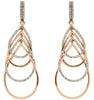 1.07CT DIAMOND 14KT WHITE & ROSE GOLD OPEN TEAR DROP MULTI ROW HANGING EARRINGS