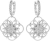 ESTATE .52CT DIAMOND 14KT WHITE GOLD CLASSIC FLOWER FUN HUGGIE HANGING EARRINGS