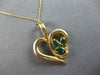ESTATE .37CT DIAMOND & AAA EMERALD 14KT YELLOW GOLD HEART SHAPE FLOATING PENDANT