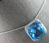 LARGE 10.65CT DIAMOND & AAA BLUE TOPAZ 14K WHITE GOLD 3D CUSHION & ROUND PENDANT