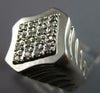 ESTATE .20CT DIAMOND 14KT WHITE GOLD 3D MATTE & SHINY GEOMETRICAL MENS RING