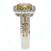 .71CT WHITE PINK & FANCY YELLOW DIAMOND 18KT TRI COLOR GOLD HALO ENGAGEMENT RING