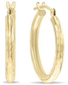 ESTATE 14KT YELLOW GOLD 3D CLASSIC HAMMERED LOOK DESIGN HOOP HANGING EARRINGS