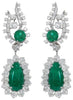 EXTRA LARGE 33.0CT DIAMOND & AAA EMERALD PLATINUM 3D FLORAL TEAR DROP EARRINGS