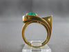 ANTIQUE LARGE 1.61CT DIAMOND & AAA COLOMBIAN EMERALD 14K 2 TONE GOLD RING #27823