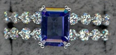1.80CT DIAMOND & AAA TANZANITE 18K WHITE GOLD SHARED PRONG 2 ROW ENGAGEMENT RING