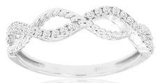 ESTATE .16CT DIAMOND 14KT WHITE GOLD 3D CLASSIC ROUND DOUBLE INFINITY LOVE RING