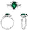 2.38CT DIAMOND & AAA EMERALD PLATINUM OVAL & ROUND SEMI ETERNITY ENGAGEMENT RING