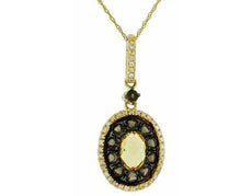1.06CT DIAMOND & AAA CITRINE 14KT YELLOW GOLD ROUND & OVAL DOUBLE HALO PENDANT