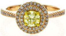 .96CT PINK & FANCY YELLOW DIAMOND 18KT YELLOW & ROSE GOLD ROUND ENGAGEMENT RING