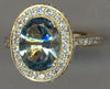 4.10CT DIAMOND & AAA AQUAMARINE 18KT YELLOW GOLD 3D OVAL & ROUND ENGAGEMENT RING