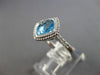 1.62CT DIAMOND & AAA BLUE TOPAZ 14K WHITE GOLD CUSHION & ROUND FILIGREE FUN RING