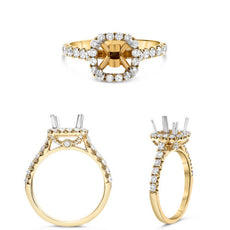 .67CT DIAMOND 14KT 2 TONE GOLD ROUND CUSHION 4 PRONG SEMI MOUNT ENGAGEMENT RING