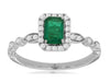 .81CT DIAMOND & AAA EMERALD 14KT WHITE GOLD EMERALD CUT FILIGREE ENGAGEMENT RING