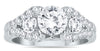 ESTATE 2.5CT DIAMOND 14KT WHITE GOLD 3 STONE V SHAPE ENGAGEMENT WEDDING RING SET