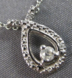 ESTATE .10CT DIAMOND 14K WHITE GOLD CLASSIC SOLITAIRE TEAR DROP FLOATING PENDANT
