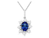 1.31CT DIAMOND & AAA TANZANITE 14KT WHITE GOLD 3D OVAL & ROUND FLOATING PENDANT
