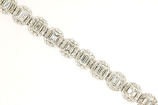 7.55CT DIAMOND 14KT WHITE GOLD 3D CLASSIC OVAL ROUND & BAGUETTE TENNIS BRACELET