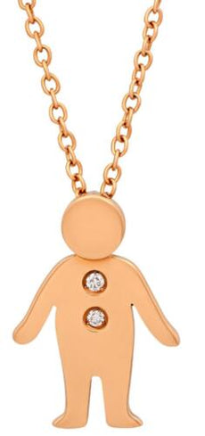 ESTATE .02CT DIAMOND 18KT ROSE GOLD HANDCRAFTED BABY BOY ETOILE FLOATING PENDANT