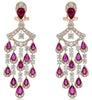 LARGE 10.58CT DIAMOND & AAA RUBY 18KT ROSE GOLD 3D PEAR SHAPE HANGING EARRINGS