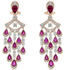 LARGE 10.58CT DIAMOND & AAA RUBY 18KT ROSE GOLD 3D PEAR SHAPE HANGING EARRINGS