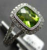 1.97CT DIAMOND & AAA PERIDOT 14KT WHITE GOLD 3D CUSHION & ROUND SQUARE HALO RING