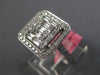 LARGE .92CT DIAMOND 18K WHITE GOLD ROUND & BAGUETTE CLUSTER SQUARE OCTAGON RING