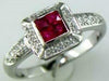 .76CT DIAMOND & AAA RUBY 14KT WHITE GOLD ROUND & PRINCESS INVISIBLE SQUARE RING