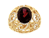 LARGE 5.91CT DIAMOND & AAA GARNET 14KT YELLOW GOLD OPEN FILIGREE DOME SHAPE RING