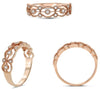 ESTATE .16CT DIAMOND 14KT ROSE GOLD 3D ROUND FILIGREE FLORAL ENGAGEMENT RING