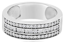 .53CT DIAMOND 14KT WHITE GOLD ROUND 3 ROW CHANNEL PAVE WEDDING ANNIVERSARY RING