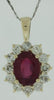 3.30CT DIAMOND & AAA RUBY 14K YELLOW GOLD 3D OVAL & ROUND PRINCESS DIANA PENDANT