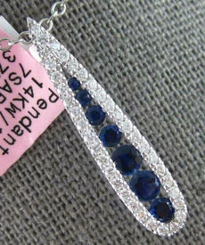 79CT DIAMOND & AAA SAPPHIRE 18KT WHITE GOLD JOURNEY ELONGATED FLOATING PENDANT