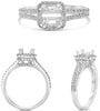.50CT DIAMOND 14KT WHITE GOLD 3D ROUND SQUARE 8 PRONG SEMI MOUNT ENGAGEMENT RING